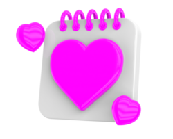 Month For valentine with heart Pink 3d render png