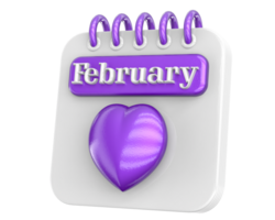 Month For valentine with heart Purple 3d render png