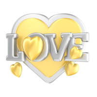 Love Silver And Gold With Heart 3D png