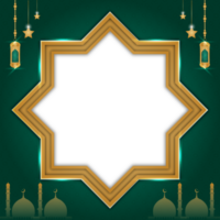 Islamic Arabic Green Luxury Arabesque Pattern Background with Elegant Border Golden Frame png