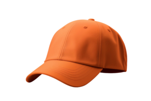 AI generated Orange Baseball Cap Style on a transparent background. png