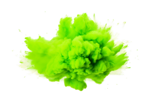 ai genererad neon grön pulver explosion på en transparent bakgrund. png