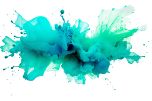 ai généré turquoise aquarelle explosion sur une transparent Contexte. png