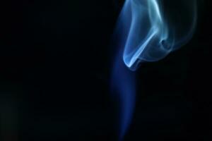 Yellow and blue smoke on a dark background, colourful abstract photo