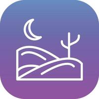 Desert Night Landscape Vector Icon