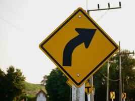 traffic road signs, Caution yellow road signs arrows, Turn right arrow to the right ahead yellow diamond sign road, road arrows sign symbol button transparent background photo