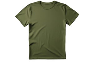 ai généré olive vert tee style sur une transparent Contexte. png