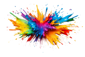 AI generated Rainbow Paint Explosion on a transparent background. png