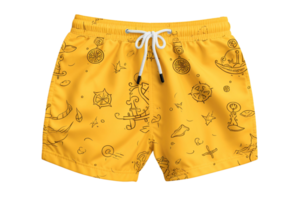 AI generated Yellow Boys Swim Trunk Style on a transparent background. png