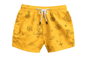 ai generado amarillo Niños nadar maletero estilo en un transparente antecedentes. png