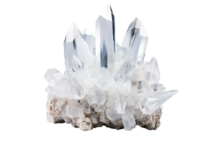 AI generated Prismatic Quartz Crystal Formation on transparent background. png