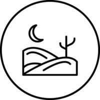 Desert Night Landscape Vector Icon