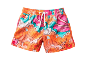 AI generated Patterned Swim Shorts on transparent background. png