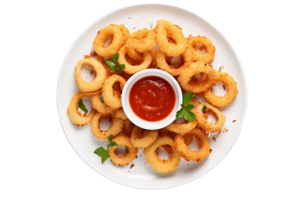 ai generiert lecker Calamari Ringe auf transparent Hintergrund. png