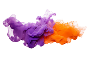 ai généré violet et Orange fumée nuage sur transparent Contexte. png