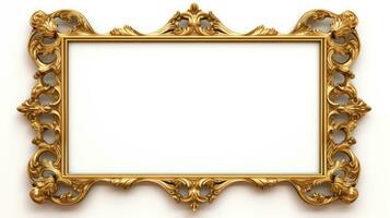 AI generated Golden decorative vintage frame. Generative AI photo