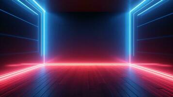 AI generated Colorful neon laser lines abstract futuristic background. Generative AI photo