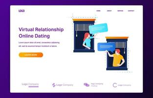 Online dating and chatting on a mobile illustration concept for website or landing page vector