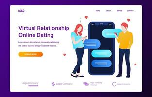 Online dating and chatting on a mobile illustration concept for website or landing page vector