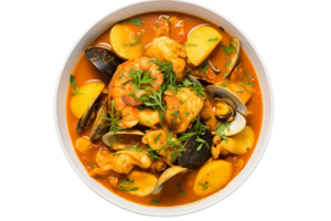 ai generiert herzhaft Bouillabaisse Freude auf transparent Hintergrund. png