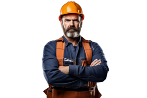 AI generated Confident German Construction Worker on transparent background. png