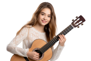 AI generated German Teenage Guitarist in the Spotlight on transparent background. png