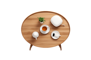 ai gegenereerd bovenaanzicht koffie tafel ontwerp Aan transparant achtergrond. png