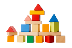 AI generated Colorful Building Blocks on transparent background. png