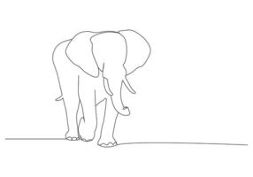 Elephant in continuous line art drawing. Minimalist black linear sketch isolated on white background. Vector illustration