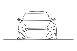 coche en continuo uno línea dibujo. vehículo coche auto vector icono. aislado en blanco antecedentes. vector ilustración
