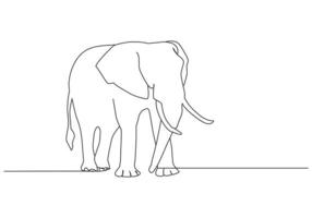 Elephant in continuous line art drawing. Minimalist black linear sketch isolated on white background. Vector illustration