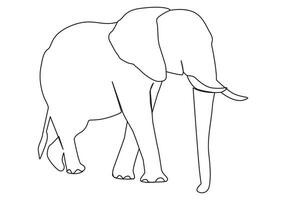 Elephant in continuous line art drawing. Minimalist black linear sketch isolated on white background. Vector illustration