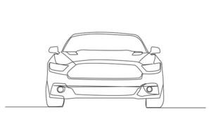 coche en continuo uno línea dibujo. vehículo coche auto vector icono. aislado en blanco antecedentes. vector ilustración