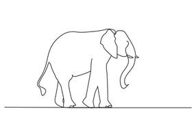 Elephant in continuous line art drawing. Minimalist black linear sketch isolated on white background. Vector illustration