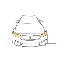 coche en continuo uno línea dibujo. vehículo coche auto vector icono. aislado en blanco antecedentes. vector ilustración