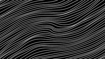 Lines move slowly in waves on black background. Motion. Thin lines move in waves. Background of stream of curved wavy threads photo