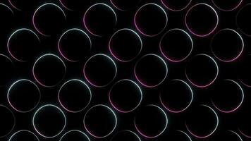 Abstract ring silhouettes on a black background. Design. Light flares sliding along the silhouettes of circles. photo