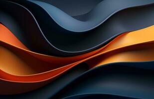 AI generated Blue and Orange Wave Pattern on a Dark Background, Vray Tracing, Multilayered Surfaces photo