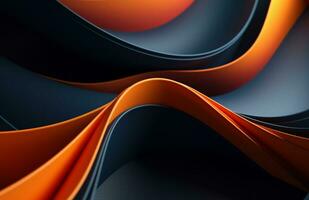 AI generated Blue and Orange Wave Pattern on a Dark Background, Vray Tracing, Multilayered Surfaces photo