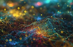 AI generated Colorful Neural Network at Night With Some Stars in the Background, Tangled Nests photo