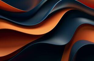 AI generated Blue and Orange Wave Pattern on a Dark Background, Vray Tracing, Multilayered Surfaces photo