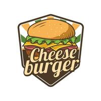 Cheeseburger logo design, retro style vector