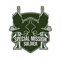 especial misión soldado militar logo diseño vector