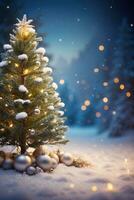 AI generated Festive Holiday Photo Transformation Snow Twigs  Enchanting Bokeh
