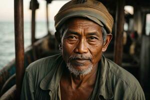 AI generated Tales of the Sea Capturing the Essence of an Indonesian Fisherman photo