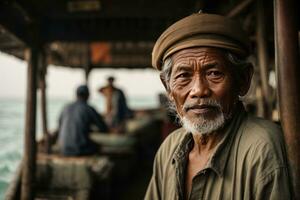 AI generated Tales of the Sea Capturing the Essence of an Indonesian Fisherman photo