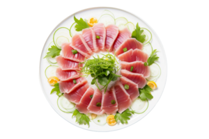 ai generado atún sashimi plato en transparente antecedentes. png