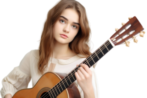AI generated German Teenage Guitarist in the Spotlight on transparent background. png