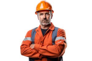 AI generated Confident German Construction Worker on transparent background. png