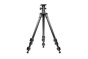 AI generated Blank Professional Camera Tripod Mockup on transparent background. png